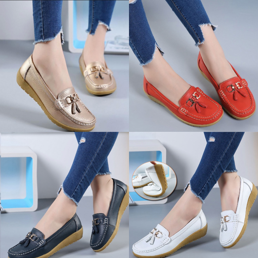Mocassin en cuir, ultra légères, confortable et elegant pour femmes - Chaussure Ideale
