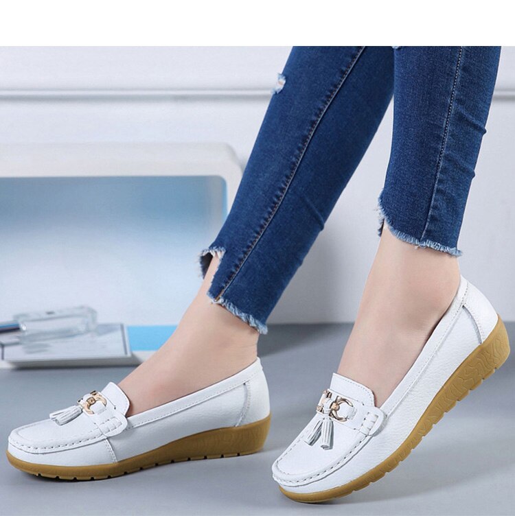 Mocassin en cuir, ultra légères, confortable et elegant pour femmes - Chaussure Ideale