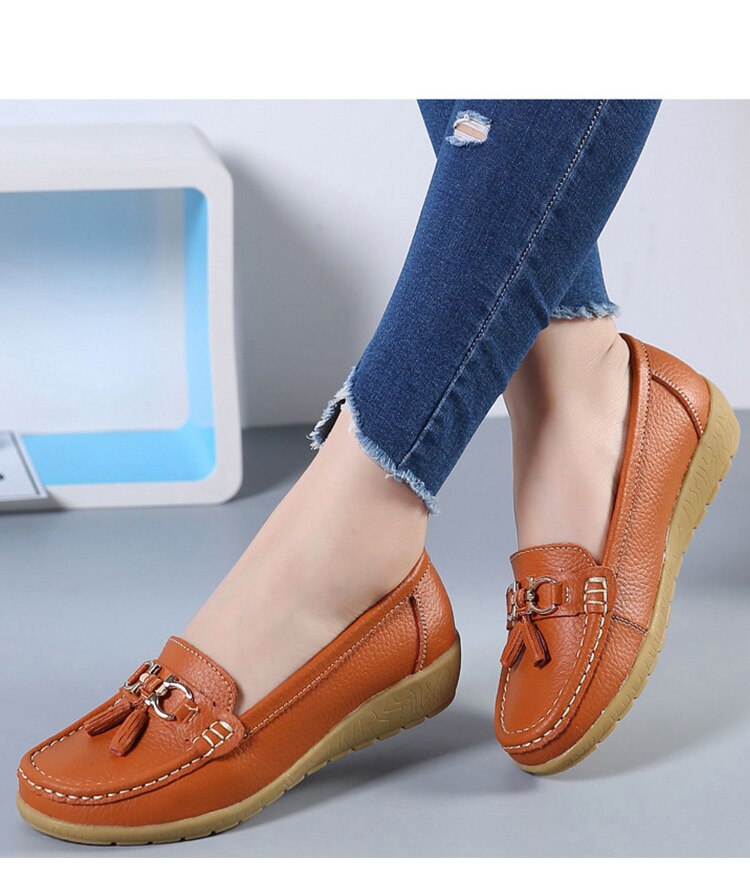 Mocassin en cuir, ultra légères, confortable et elegant pour femmes - Chaussure Ideale