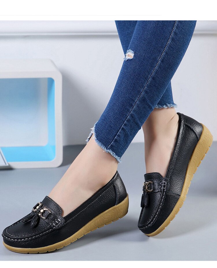 Mocassin en cuir, ultra légères, confortable et elegant pour femmes - Chaussure Ideale