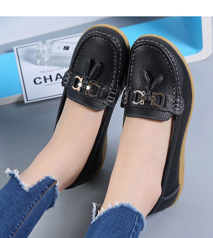 Mocassin en cuir, ultra légères, confortable et elegant pour femmes - Chaussure Ideale