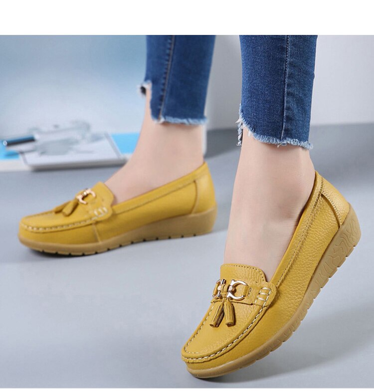 Mocassin en cuir, ultra légères, confortable et elegant pour femmes - Chaussure Ideale