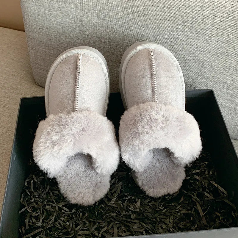Pantoufles en Fourrure Antiderapantes, Confortable & épaisse pour femmes - Chaussure Ideale