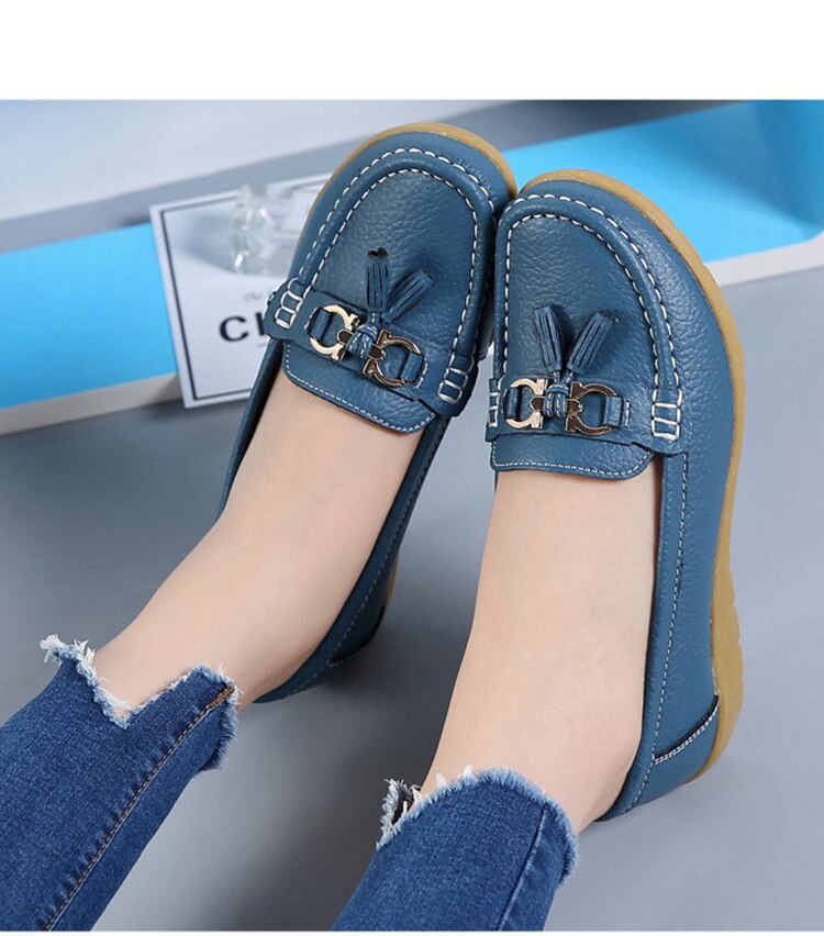 Mocassin en cuir, ultra légères, confortable et elegant pour femmes - Chaussure Ideale