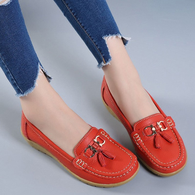 Mocassin en cuir, ultra légères, confortable et elegant pour femmes - Chaussure Ideale