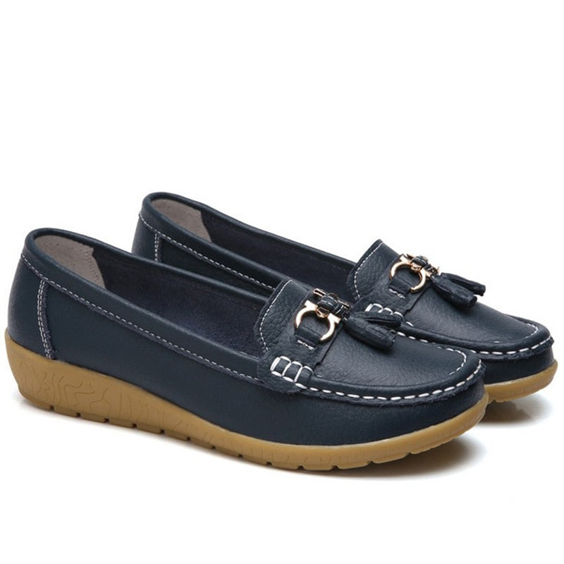 Mocassin en cuir, ultra légères, confortable et elegant pour femmes - Chaussure Ideale