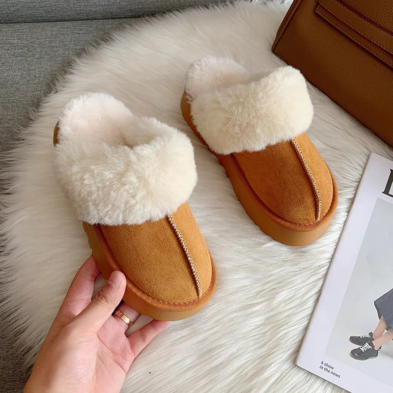 Pantoufles en Fourrure Antiderapantes, Confortable & épaisse pour femmes - Chaussure Ideale