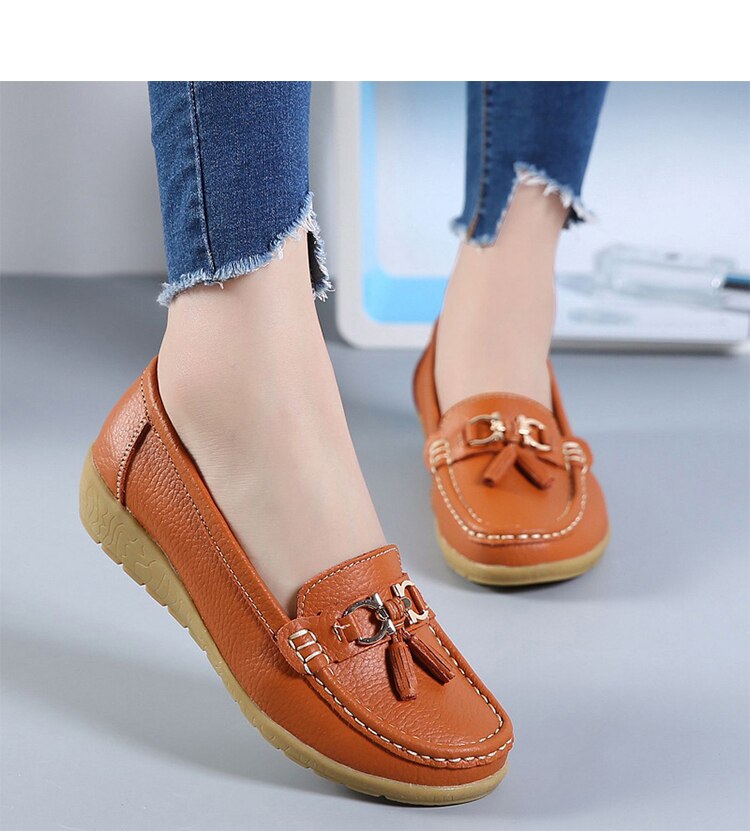 Mocassin en cuir, ultra légères, confortable et elegant pour femmes - Chaussure Ideale