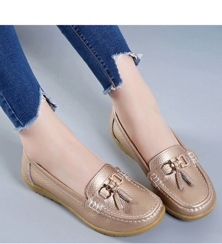 Mocassin en cuir, ultra légères, confortable et elegant pour femmes - Chaussure Ideale