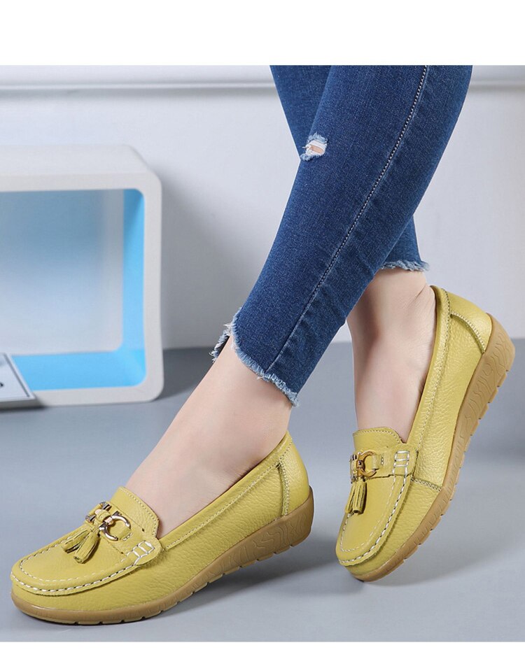 Mocassin en cuir, ultra légères, confortable et elegant pour femmes - Chaussure Ideale