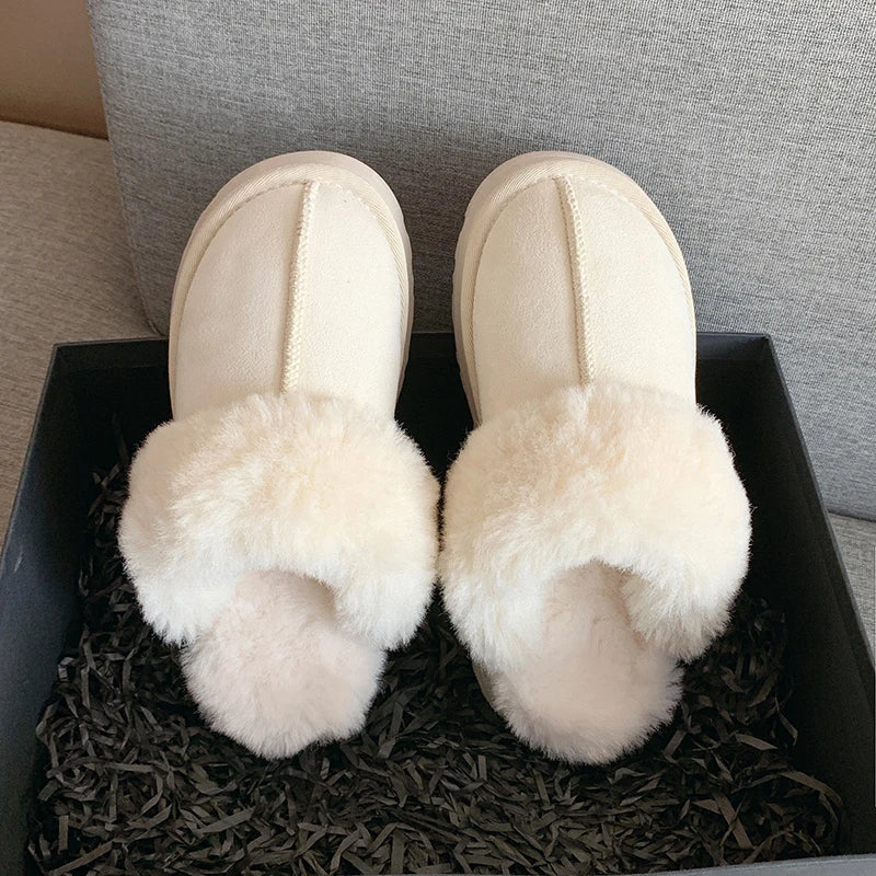 Pantoufles en Fourrure Antiderapantes, Confortable & épaisse pour femmes - Chaussure Ideale