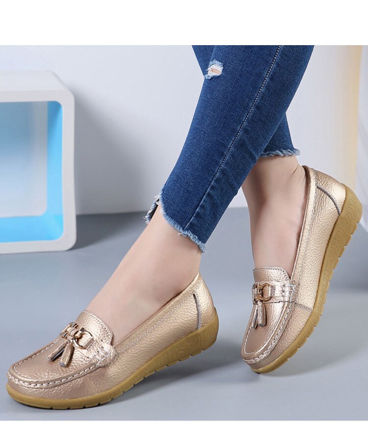 Mocassin en cuir, ultra légères, confortable et elegant pour femmes - Chaussure Ideale
