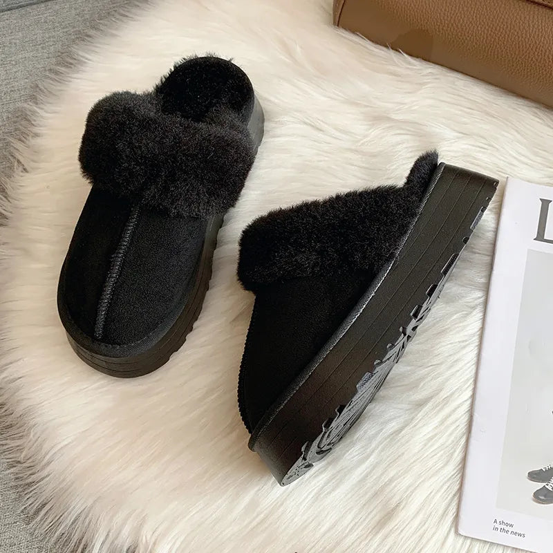 Pantoufles en Fourrure Antiderapantes, Confortable & épaisse pour femmes - Chaussure Ideale