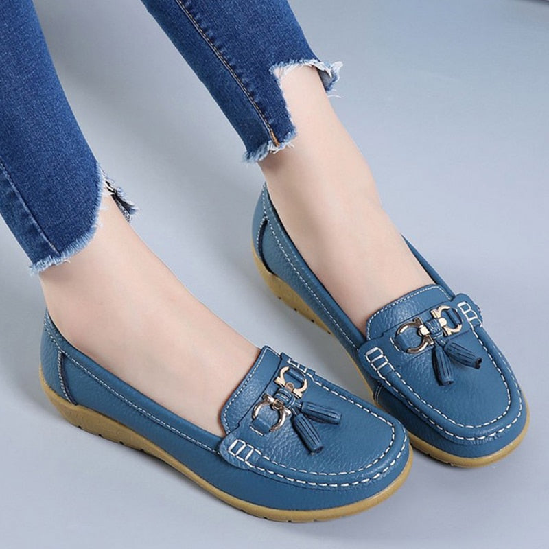 Mocassin en cuir, ultra légères, confortable et elegant pour femmes - Chaussure Ideale