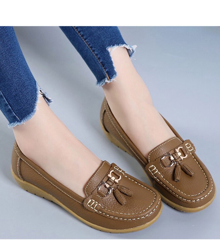 Mocassin en cuir, ultra légères, confortable et elegant pour femmes - Chaussure Ideale