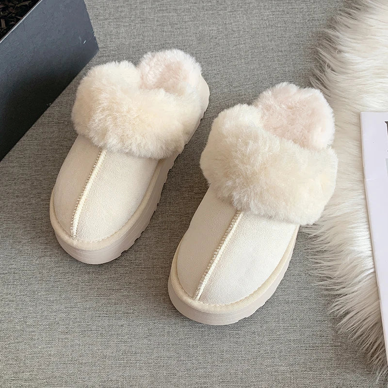 Pantoufles en Fourrure Antiderapantes, Confortable & épaisse pour femmes - Chaussure Ideale
