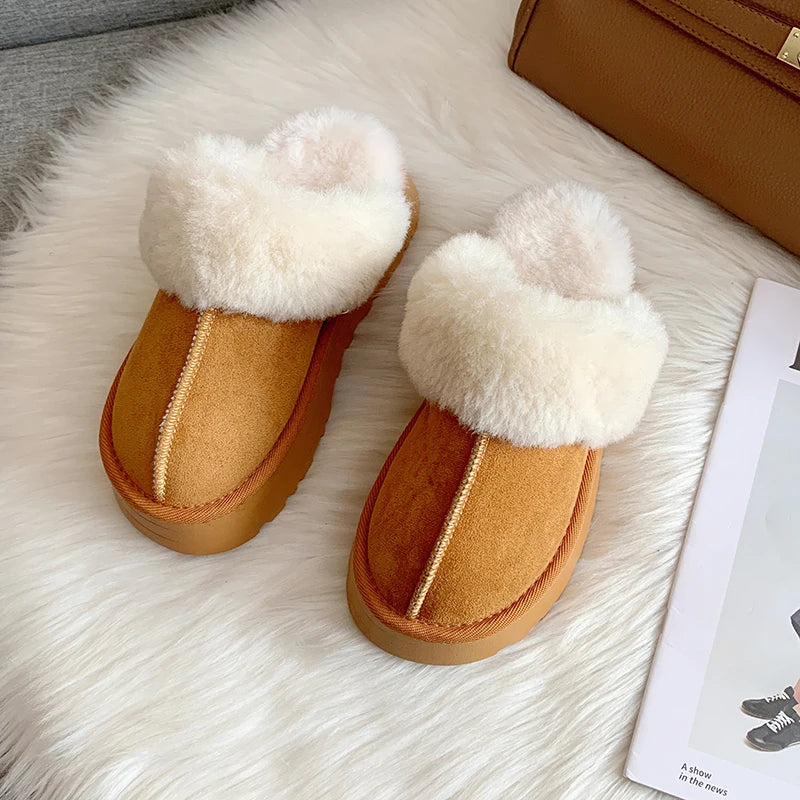 Pantoufles en Fourrure Antiderapantes, Confortable & épaisse pour femmes - Chaussure Ideale